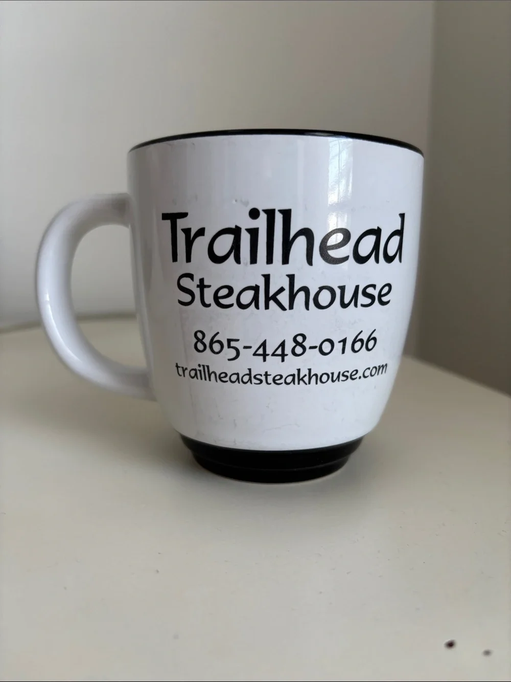 Townsend Smokey Mountains Black Bear Trailhead Steakhouse Coffee Mug black white